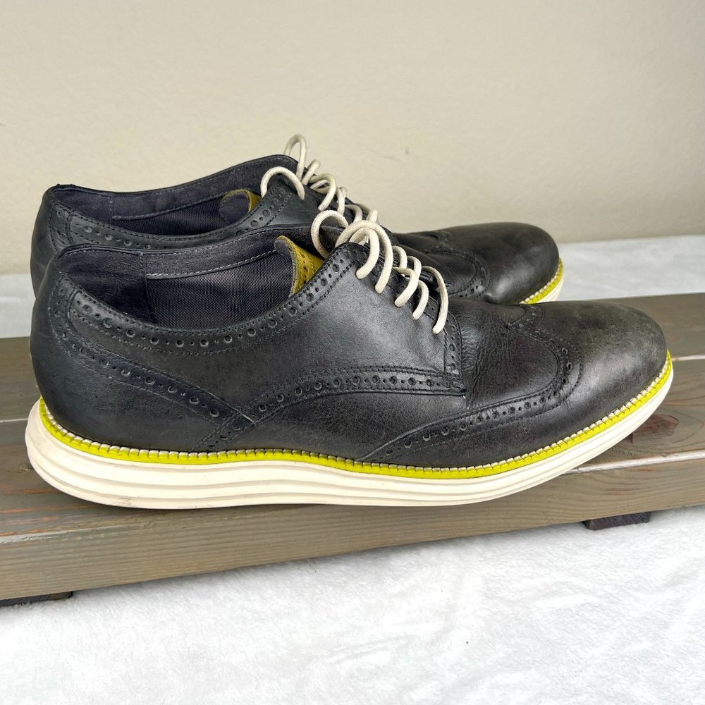 Cole Haan Original Grand Wingtip Oxford - Gray/Neon, Size 11.5 - Modern Classic!